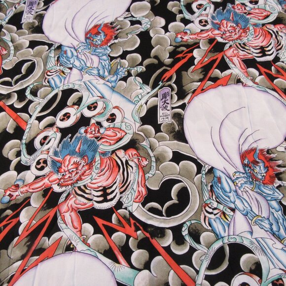 Ed Hardy Men's XL Short Sleeve Graphic Tee Oni Demon Print Multicolor Viscose - Picture 10 of 11